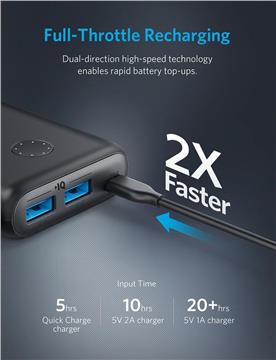 Anker PowerCore II 20.000 mAh PowerBank PowerIQ 2.0 QC 3.0 powerbank crna