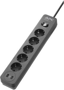 APC Essential SurgeArrest 5 Outlet 2 USB Ports Black 230V Germany