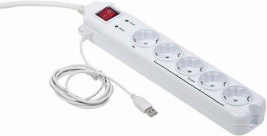 Gembird Surge protector with Master Slave function, white color