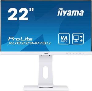 IIYAMA 22" ProLite XUB2294HSU-W1 (21.5") 16:9 Full HD (1920×1080) VA LED UltraSlim, Pivot, 4ms, VGA/HDMI/DP/USB2.0×2, HDCP, zvučnici, bijeli