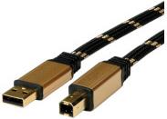 Roline GOLD USB2.0 kabel TIP A/B M/M, 1.8m, crno/zlatni