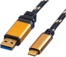 Roline GOLD USB3.1 Gen2 kabel TIP A-C M/M, 1.0m, crno/zlatni