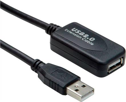 STANDARD USB2.0 aktivni produžni kabel sa ponavljačem, 10m, crni 