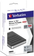 Verbatim 2.5" Store'n'Go Secure 256GB SSD, USB3.1 GEN1, AES 256-bit hardware enkripcija, zaštita pristupa tipkovnicom