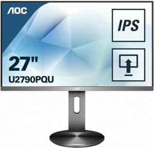 Monitor 27" AOC U2790PQU, 4K UHD, IPS, 4ms, 250cd/m2, 1000:1, zvučnici, pivot, sivo-crni