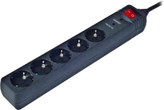 Gembird Surge protector, 5 sockets, 1,5 m, black