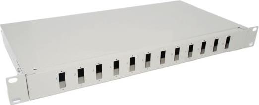 NFO Patch Panel 1U 19" - 12x SC Duplex, Closed, 1 tray, Light gray