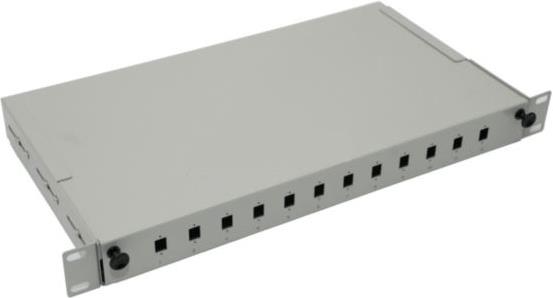 NFO Patch Panel 1U 19" - 12x SC Simplex LC Duplex, Pull-out, 1 tray