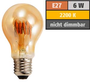 Žarulja LED E27 filament 6W, 2200K,toplo svjetlo, retro izgled, McShine