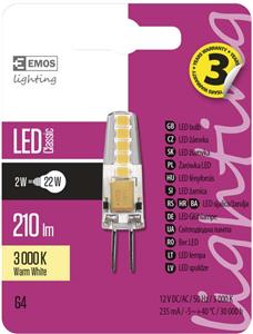 Žarulja LED G4 2W, 3000K, toplo svjetlo, 12V EMOS