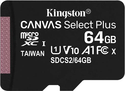 Memorijska kartica Kingston 64GB micSDXC Canvas Select Plus 100R A1 C10 Single Pack w/o ADP, SDCS2/64GBSP