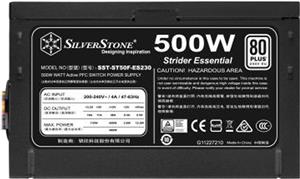 SilverStone Strider Essential Series, 500W 80 Plus 230V EU ATX PC Power Supply, Low Noise 120mm