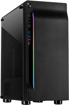 Chassis INTER-TECH A-3411 Creek Gaming Tower, ATX, 1xUSB3.0, 2xUSB2.0, PSU optional, Window side panel, LED light on the front, integrated RGB LED, Black