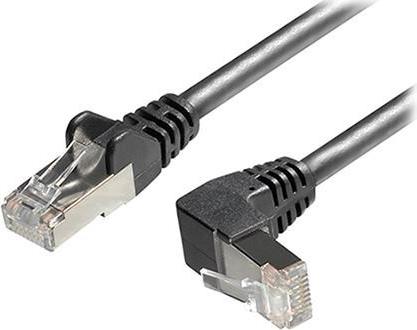 Transmedia Cat6A SFTP Patch Cable, RJ45 plug angled up, 1m