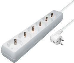 Transmedia 6-way power strip, 10,0 m cable, White