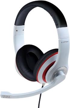 Gembird Stereo headset, white and black color with red ring