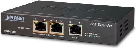 Planet 1-Port 802.3at 30w PoE to 2-Port 802.3af at Gigabit PoE Extender