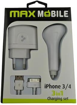 MAXMOBILE SET PUNJAČA 3U1 IPHONE 3/4 i MIKRO USB 1000mah