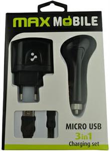 MAXMOBILE SET PUNJAČA 3U1 MICRO USB 1000mah