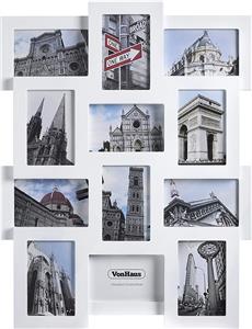 VonHaus okvir za fotografije za 12 slika bijele boje 10x15cm