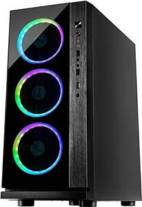 Inter-Tech W-III RGB, Tower, PC, Aluminum, Tempered glass, Black, ATX,ITX,Micro ATX, Red/Green/Blue 