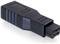 Adapter DELOCK, FireWire 9-pin (M) na FireWire 6-pin (Ž), crni