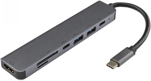 SBOX 7u1 adapter USB-C - HDMI/USB 3.0/SD+TF