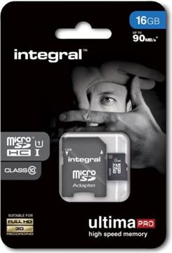 INTEGRAL 16GB MICRO SDHC class10 90MB / s MEMORY CARD + SD ADAPTER