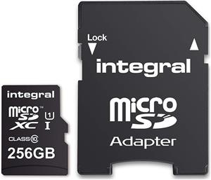 INTEGRAL 256GB SMARTPHONE & TABLET MICRO SDXC class10 UHS-I U1 90MB / s MEMORY CARD + SD ADAPTER