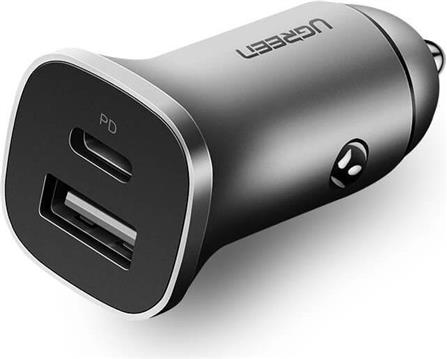 Ugreen car charger USB + USB-C PD 18W gray