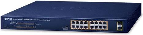 Planet 18-Port 16x 1GbE 802.3at PoE 2-Port 1000X SFP Gigabit Ethernet Unmanaged Switch (240W)