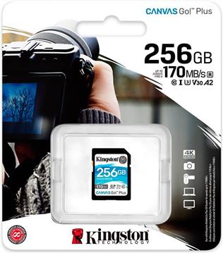 Kingston Canvas Go! Plus SD, R170MB/W90MB, 256GB