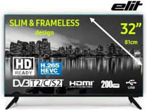 LED TV 32" ELIT L-3220ST2 SLIM, HD Ready, DVB-T2/C/S2, HDMI, USB, klasa A, 5 godina