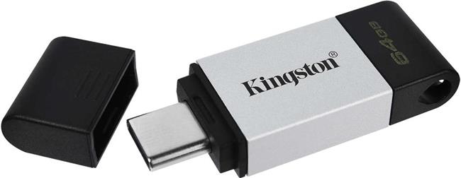 Memorija USB 3.2 Type-C FLASH DRIVE, 64 GB, KINGSTON DT80/64GB, crno-sivi