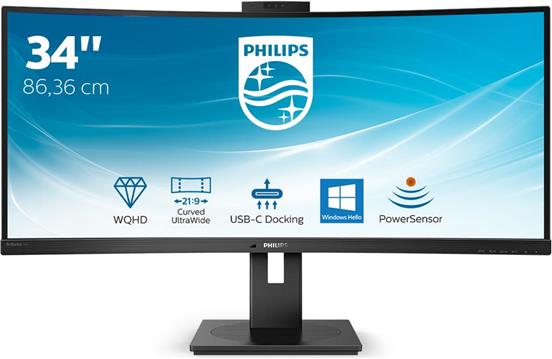 Monitor Philips 34", 346P1CRH, WQHD, DP, HDMI, USB-C, 100H