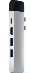 Satechi Aluminium TYPE-C PRO Hub (HDMI 4K,PassThroughCharging,1x USB3.0,1xSD,Ethernet) - Silver