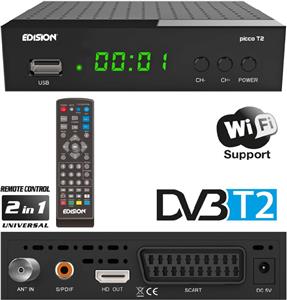 DVBT 2 H.265 prijemnik Edision PICCO T2, Daljiski 2u1 za upravljanje TV-a.