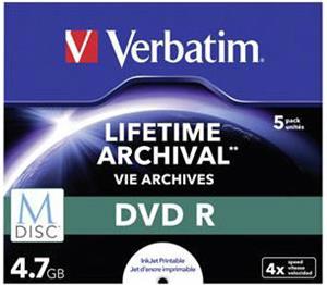 Medij DVD+R Verbatim 4x, 4.7GB, M-Disc, Printable, komad