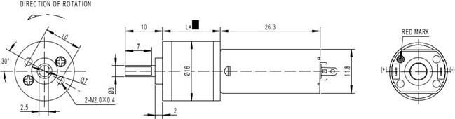 MRMS BDC Motor 12 V, 16 mm, 1:169