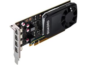 NVIDIA Video Card Quadro P1000 GDDR5 4GB/128bit, 640 CUDA Cores, PCI-E 3.0 x16, 4xminiDP, Cooler, Single Slot, Low Profile (4xmDP-DP Cables, Full Size and Low Profile Bracket incuded)