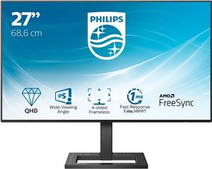 Monitor Philips 27" 275E2FA, 2K, IPS, 4ms, 350cd/m2, 1000:1, zvučnici, crni