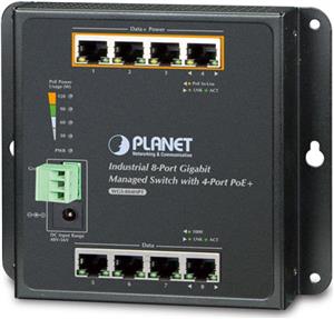 Planet Industrial 8-Port 10 100 1000T Wall-mount Managed Switch with 4-Port PoE (-40~75 degrees C)