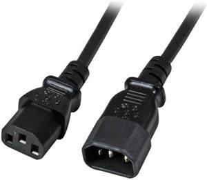 Kabel za napajanje, IEC320 C13 Ž ravni -> C14 M ravni 1,0 m, crni