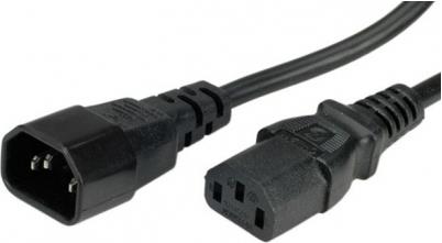 Kabel za napajanje, IEC320 C13 Ž ravni -> C14 M ravni 1,8 m, crni