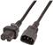 Kabel za napajanje, IEC320 C15 Ž ravni -> C14 M ravni 2,0 m, crni