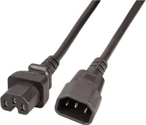 Kabel za napajanje, IEC320 C15 Ž ravni -> C14 M ravni 3,0 m, crni