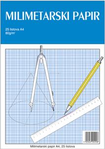 Teka-milimetarski blok A4 25 listova za tehničko crtanje Educa