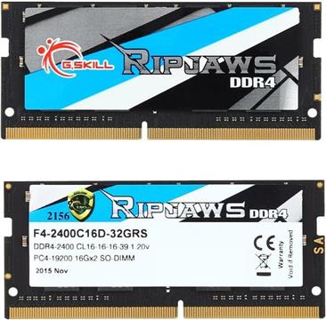 G.Skill Ripjaws - DDR4 - 32 GB: 2 x 16 GB - SO-DIMM 260-pin, F4-2400C16D-32GRS