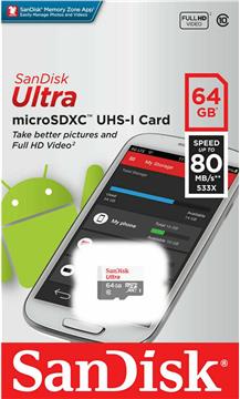 SanDisk 64GB Ultra microSDXC 100MB / s Class 10 UHS-I