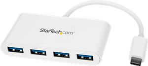 StarTech.com 4-Port USB-C Hub - Portable USB-C to 4x USB-A Hub Adapter - White - Bus-powered USB 3.1 Gen 1 Type-C Splitter (HB30C4ABW) - hub - 4 ports